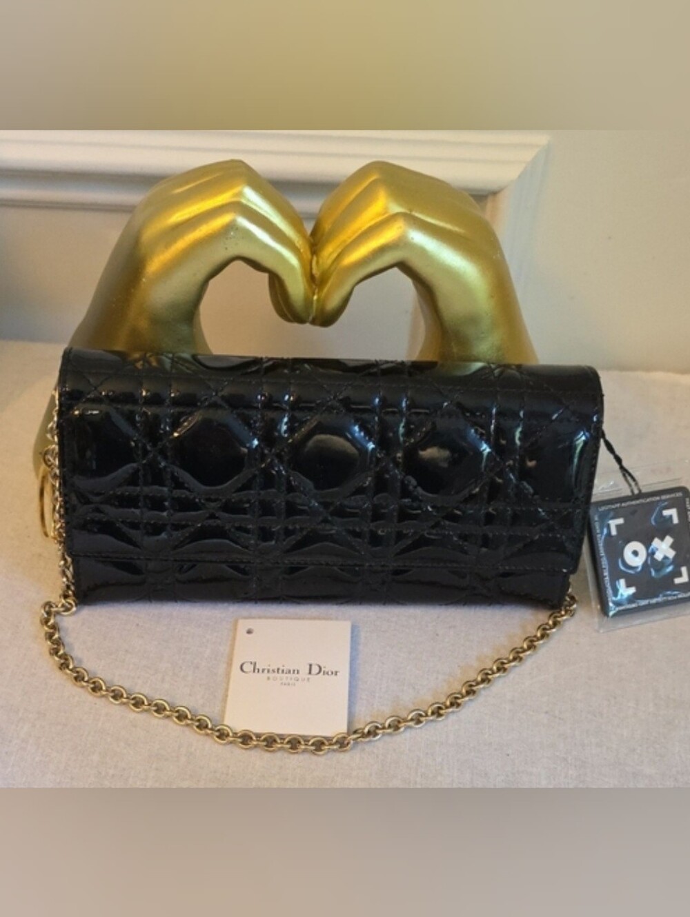 Dior Patent Cannage Lady Dior Convertible Clutch with COA